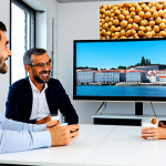 국제비즈니스 시장 조사 방법론 - Qualitative Research in Portugal**
Prompt: A friendly and approachable researcher in a modern offic...