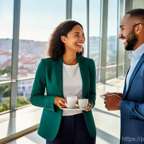 국제비즈니스 직무와 경력개발 차이점 - **Global Business Connections:** A group of diverse professionals, both men and women, are gathered ...