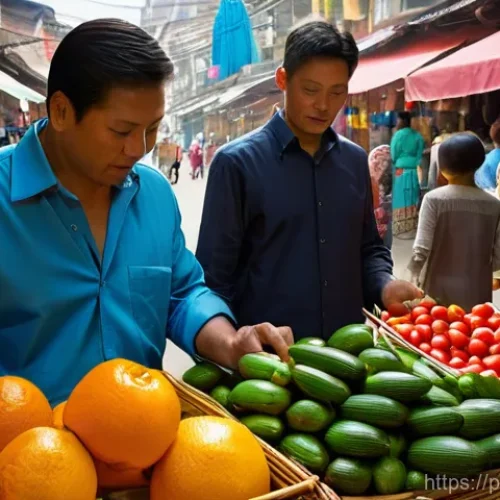 국제비즈니스 실무 활용 사례 연구 - **Cultural Immersion in a Bustling Market:** A diverse group of business professionals, including me...